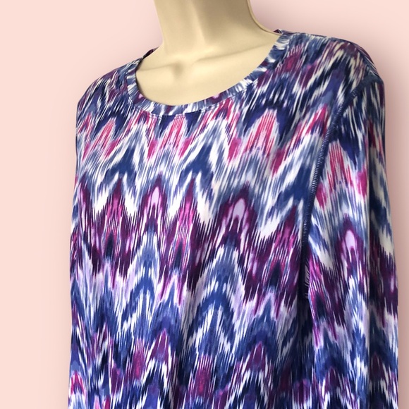 TOMMY BAHAMA Ikat Mirage Geometric Print Long Sleeve Shirt XL Blue Rash Guard - Picture 6 of 10